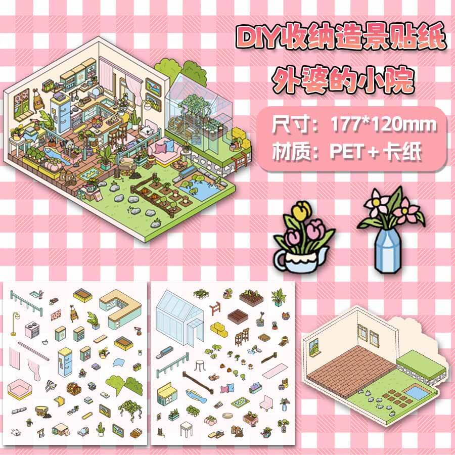 Whimsical Village DIY 3D Sticker 4 Cute Miniature Scenes(S)