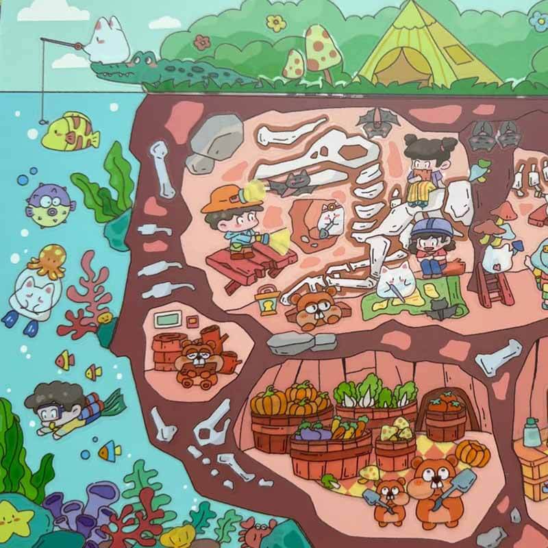 Whimsical World DIY 3D Scene Stickers 4 Cute Miniature Scenes(L)