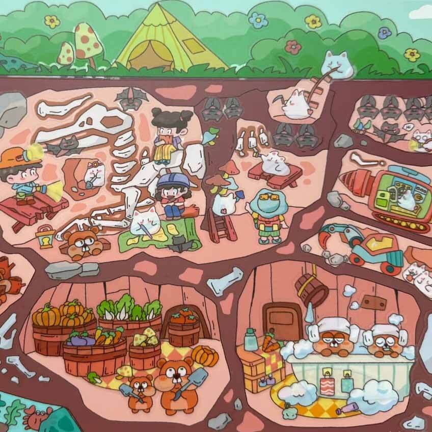 Whimsical World DIY 3D Scene Stickers 4 Cute Miniature Scenes(L)