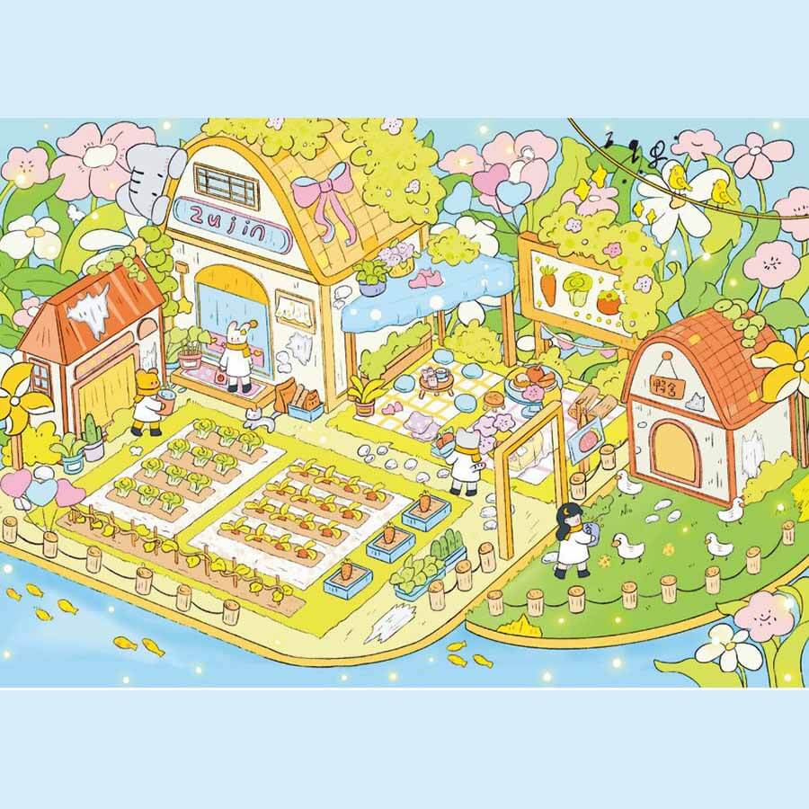Whimsical World DIY 3D Scene Stickers 4 Cute Miniature Scenes(L)
