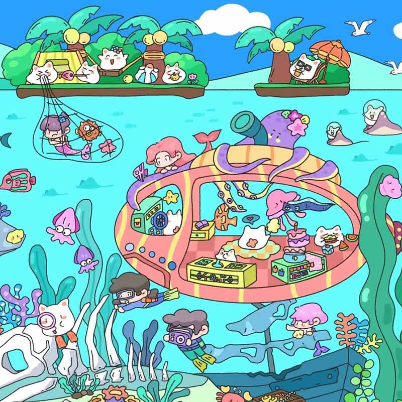 Whimsical World DIY 3D Scene Stickers 4 Cute Miniature Scenes(L)