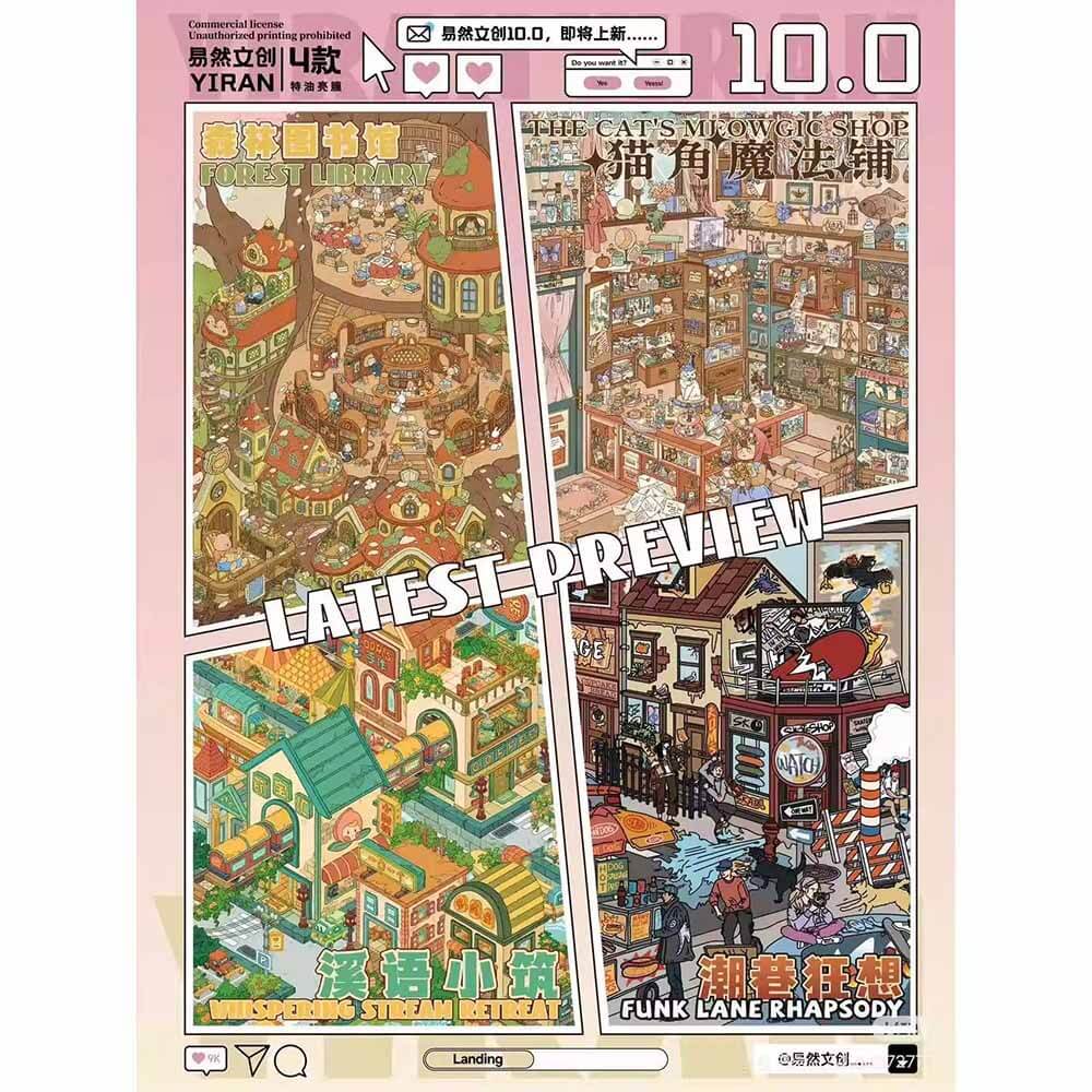 Whimsy Alley DIY 3D Scene Stickers 4 Cute Scenes(L)