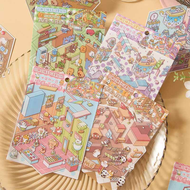 Whimsy Bites DIY 3D Scene Stickers 4 Cute Miniature Scenes(S)