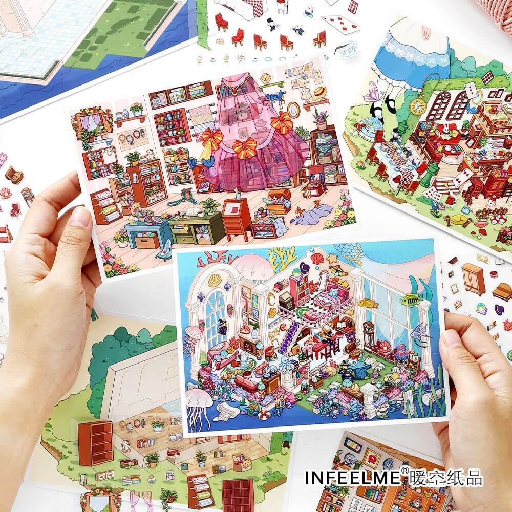 Whimsy Chamber DIY 3D Scene Stickers 4 Cute Scenes(S)