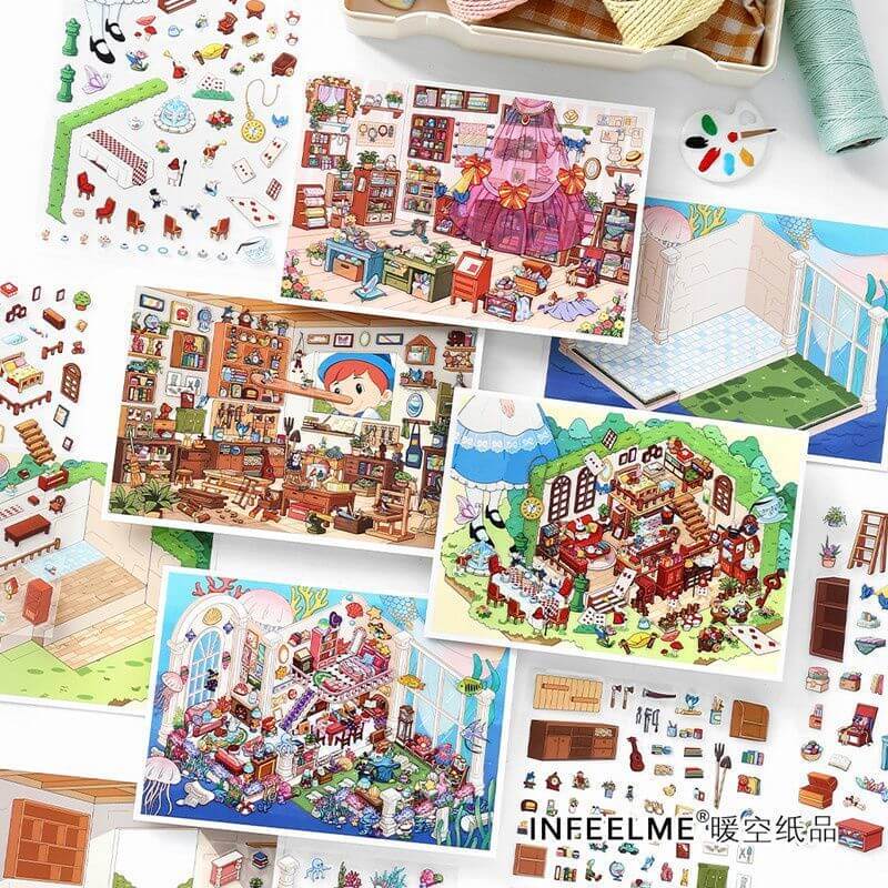Whimsy Chamber DIY 3D Scene Stickers 4 Cute Scenes(S)