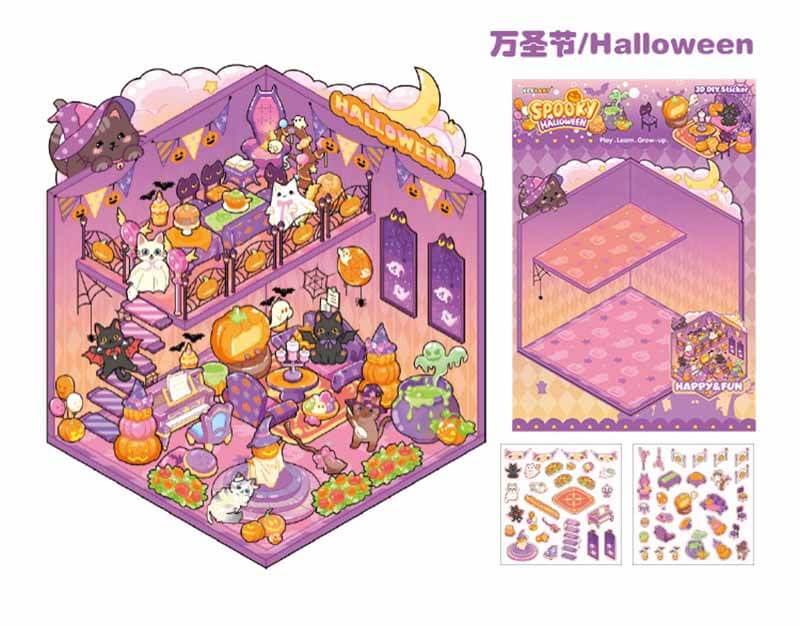 Whimsy Moments DIY 3D Scene Stickers 4 Lovely Miniature Scenes(L)