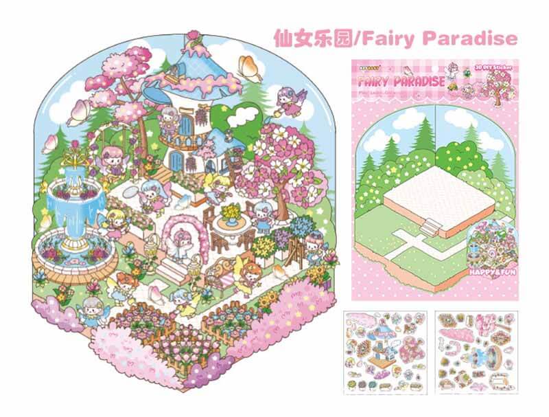 Whimsy Moments DIY 3D Scene Stickers 4 Lovely Miniature Scenes(L)