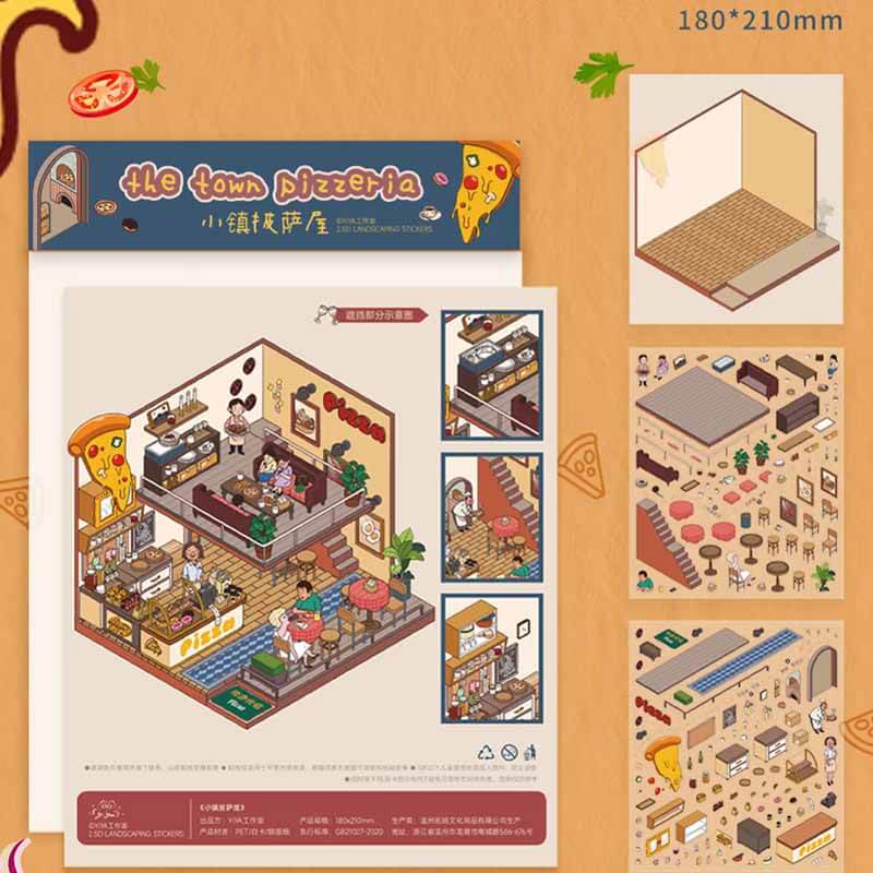 Whimsy Neighbors DIY 3D Scene Stickers 3 Cute Miniature Scenes(M)