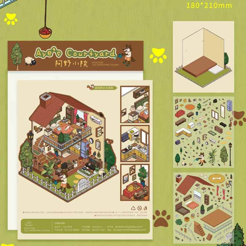 Whimsy Neighbors DIY 3D Scene Stickers 3 Cute Miniature Scenes(M)