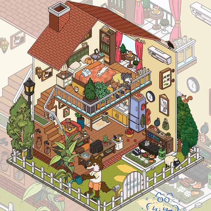 Whimsy Neighbors DIY 3D Scene Stickers 3 Cute Miniature Scenes(M)