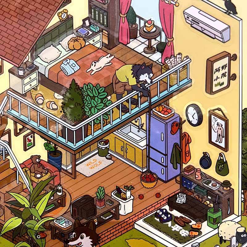 Whimsy Neighbors DIY 3D Scene Stickers 3 Cute Miniature Scenes(M)