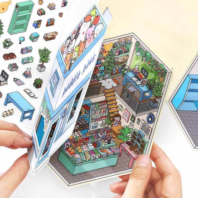 Whimsy Nest DIY 3D Scene Stickers 4 Cute Miniature Scenes(S)