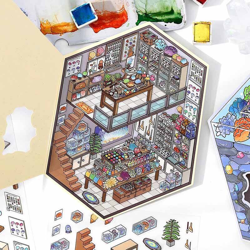 Whimsy Nest DIY 3D Scene Stickers 4 Cute Miniature Scenes(S)