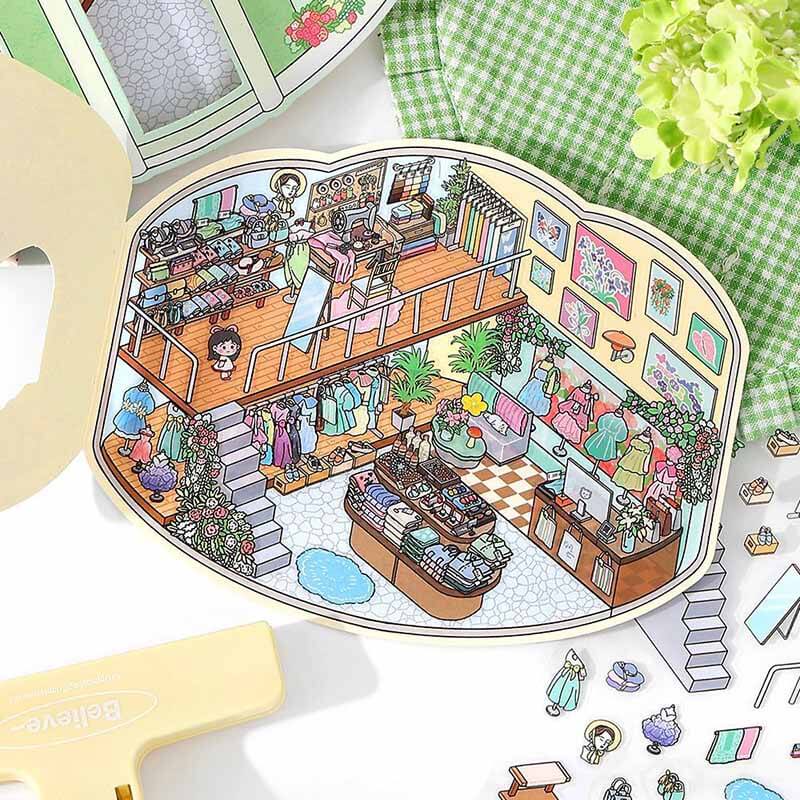 Whimsy Nest DIY 3D Scene Stickers 4 Cute Miniature Scenes(S)