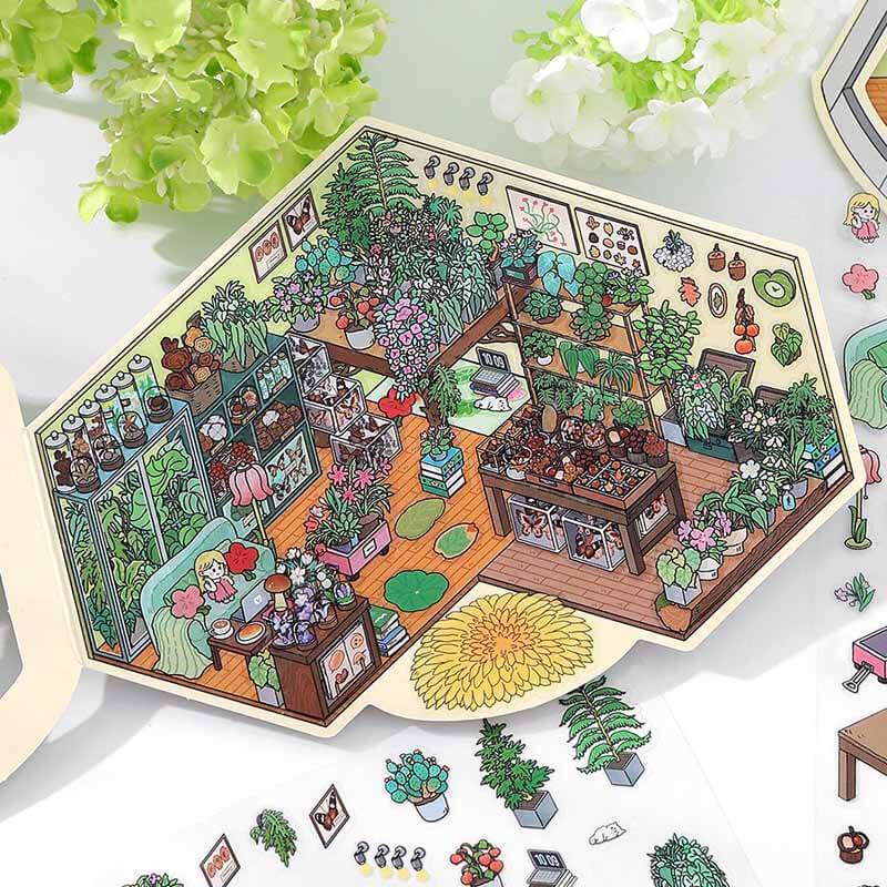 Whimsy Nest DIY 3D Scene Stickers 4 Cute Miniature Scenes(S)