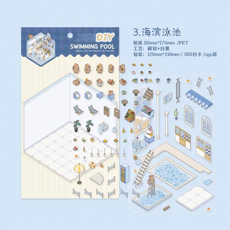 Whimsy Transit DIY 3D Scene Stickers 4 Cute Miniature Scenes(S)