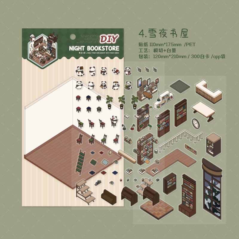 Whimsy Transit DIY 3D Scene Stickers 4 Cute Miniature Scenes(S)