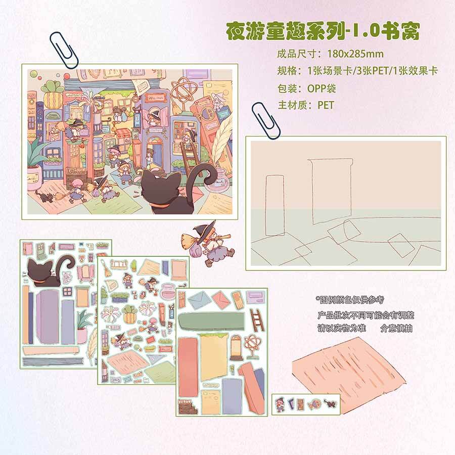Whimsy Workshop DIY 3D Scene Stickers 4 Cute Miniature Scenes(L)