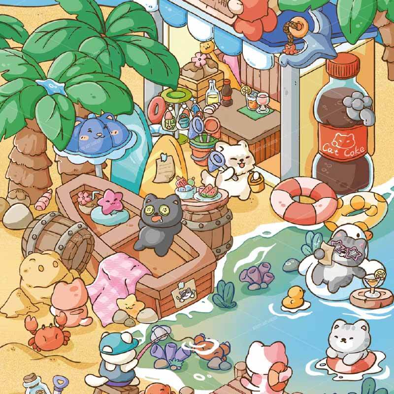 Whispering Shore DIY 3D Scene Stickers 4 Cute Miniature Scenes(L)