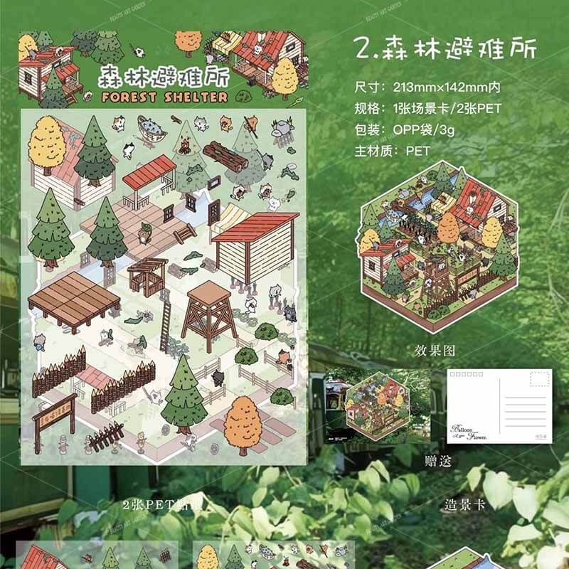 Wilderness Haven DIY 3D Scene Stickers 4 Cute Miniature Scenes(S)