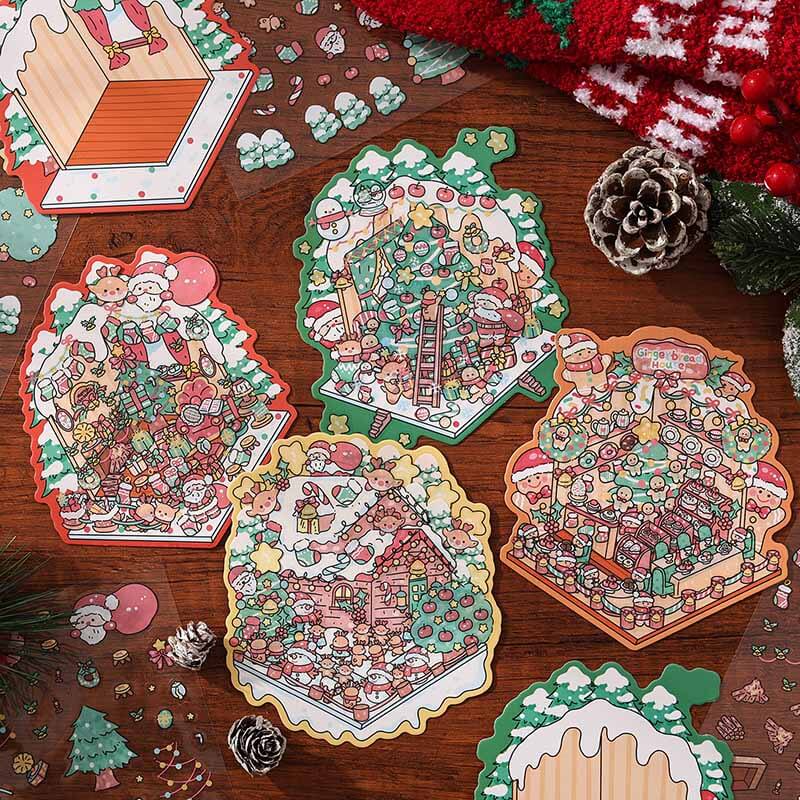 Winter Christmas DIY 3D Scene Stickers 4 Cute Scenes(S)