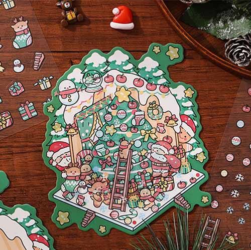 Winter Christmas DIY 3D Scene Stickers 4 Cute Scenes(S)
