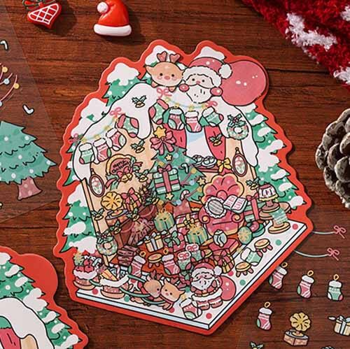 Winter Christmas DIY 3D Scene Stickers 4 Cute Scenes(S)