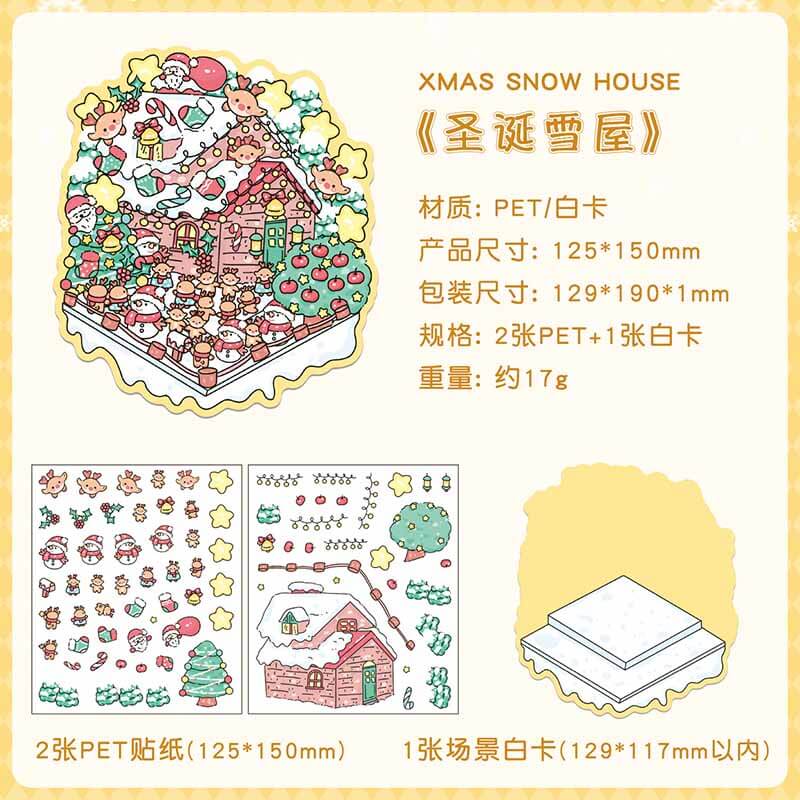 Winter Christmas DIY 3D Scene Stickers 4 Cute Scenes(S)