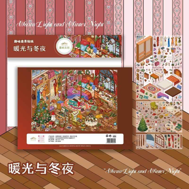 Winter Tale Build DIY 3D Scenes Sticker 4 Cute Scenes(L)