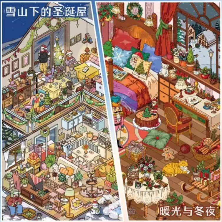 Winter Tale Build DIY 3D Scenes Sticker 4 Cute Scenes(L)