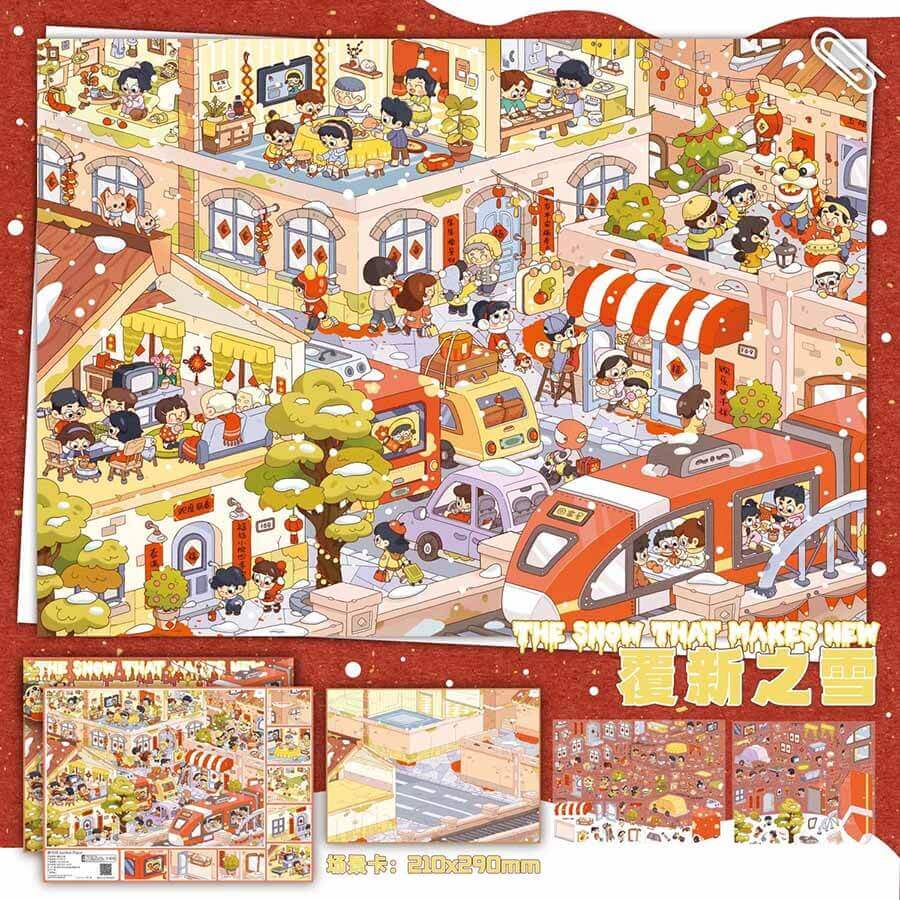Winter Wonderland DIY 3D Scene Stickers 2 Cute Miniature Scenes(L)