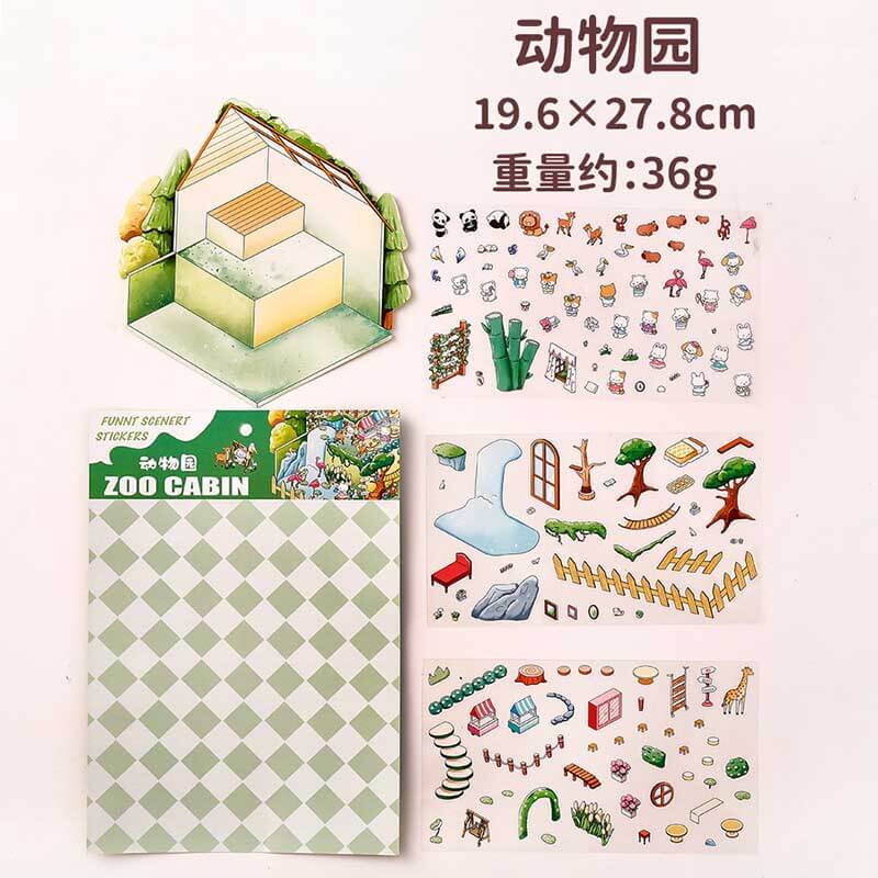 Wonder Spots DIY 3D Scene Stickers 4 Cute Miniature Scenes(L)