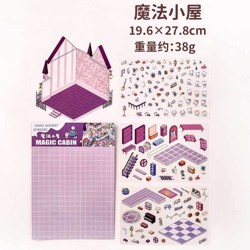 Wonder Spots DIY 3D Scene Stickers 4 Cute Miniature Scenes(L)