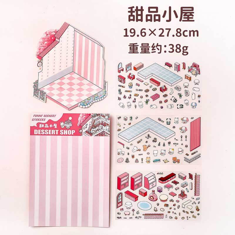 Wonder Spots DIY 3D Scene Stickers 4 Cute Miniature Scenes(L)