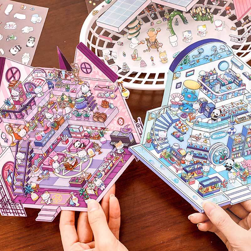 Wonder Spots DIY 3D Scene Stickers 4 Cute Miniature Scenes(L)