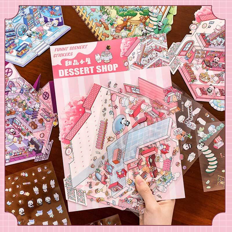 Wonder Spots DIY 3D Scene Stickers 4 Cute Miniature Scenes(L)