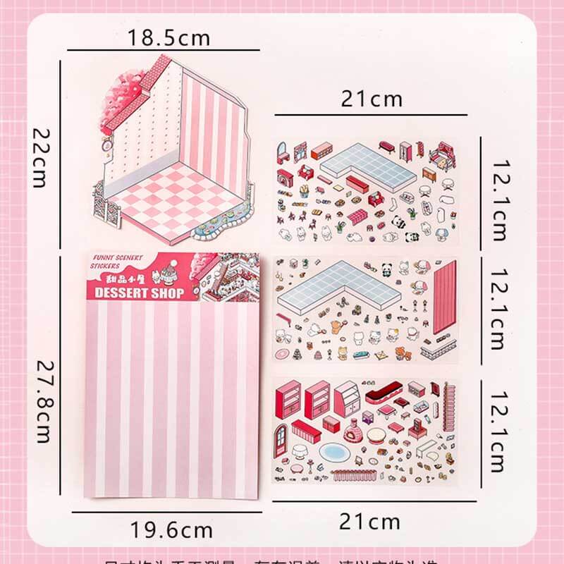 Wonder Spots DIY 3D Scene Stickers 4 Cute Miniature Scenes(L)