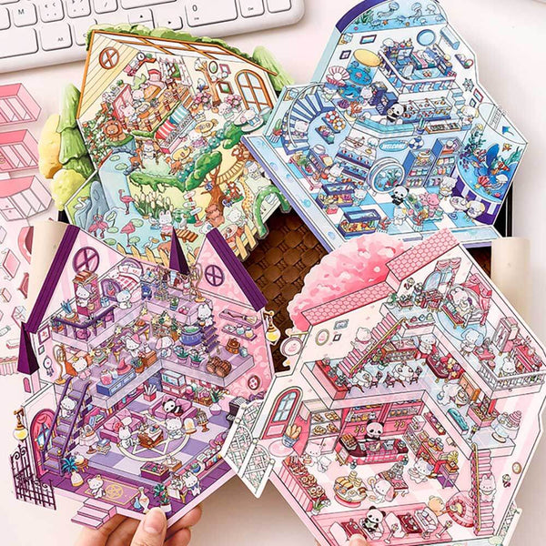 Wonder Spots DIY 3D Scene Stickers 4 Cute Miniature Scenes(L)