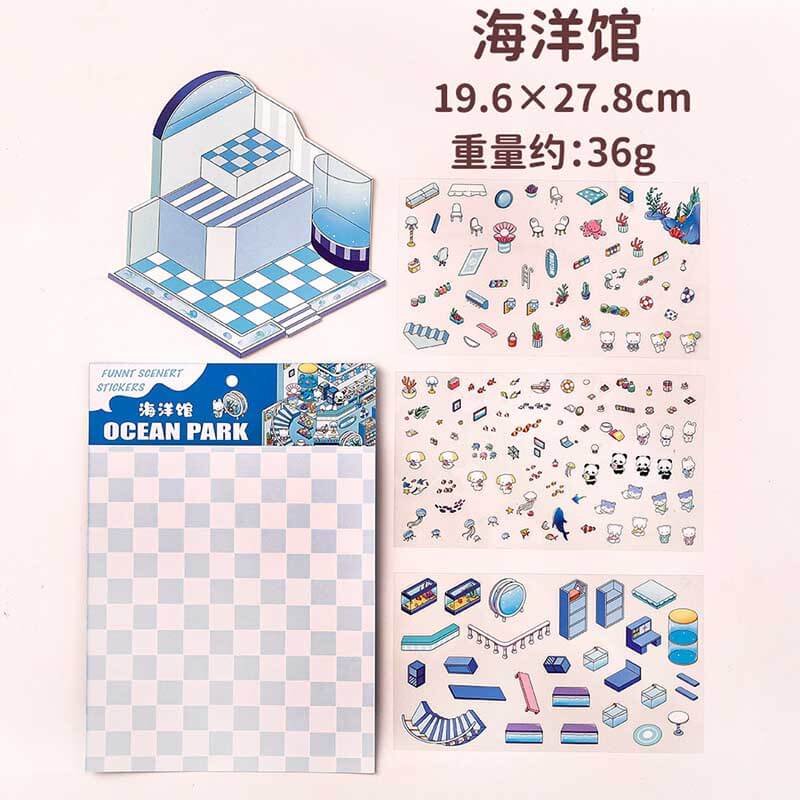 Wonder Spots DIY 3D Scene Stickers 4 Cute Miniature Scenes(L)
