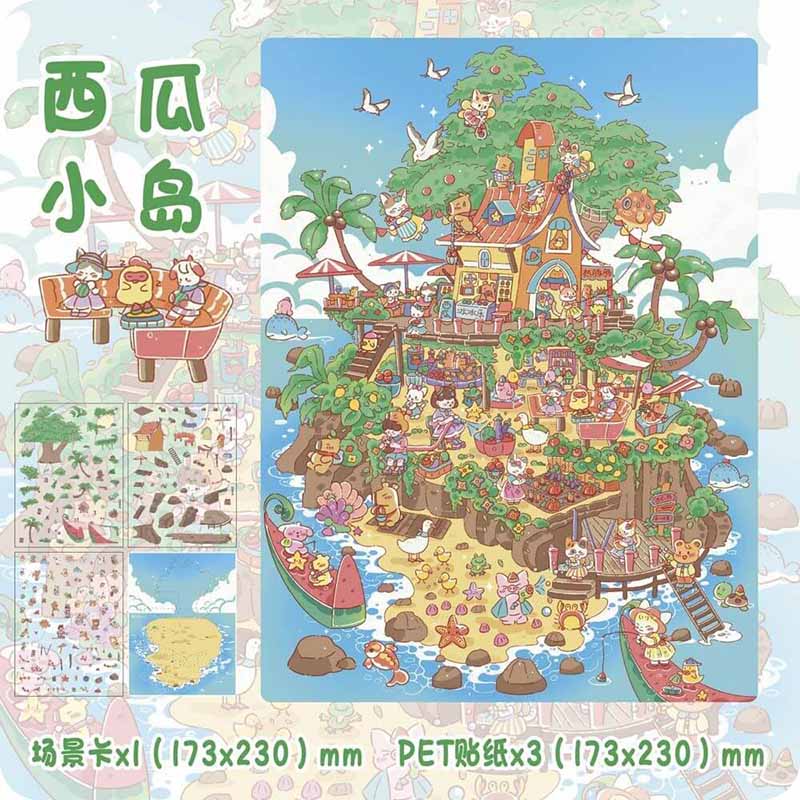 Wonder Transit DIY 3D Scene Stickers 3 Cute Miniature Scenes(L)