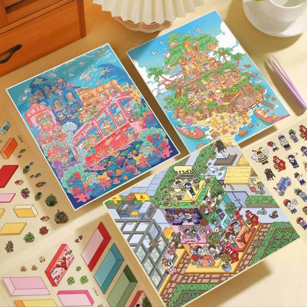 Wonder Transit DIY 3D Scene Stickers 3 Cute Miniature Scenes(L)