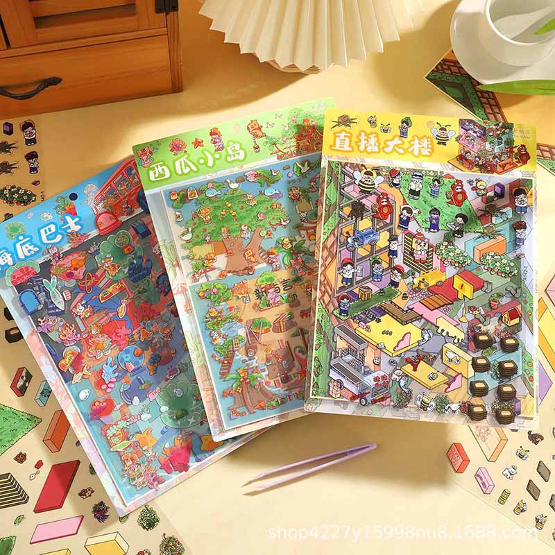 Wonder Transit DIY 3D Scene Stickers 3 Cute Miniature Scenes(L)