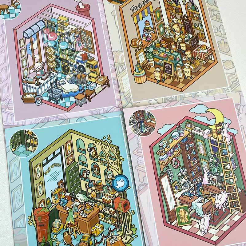 Wonderful Room DIY 3D Sticker Book 4 Cute Scenes(s)
