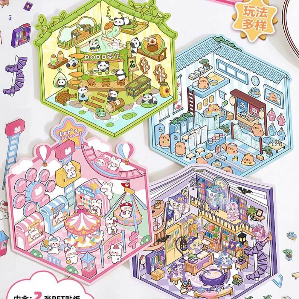Wonderful Shop DIY 3D Scene Stickers 4 Cute Miniature Scenes