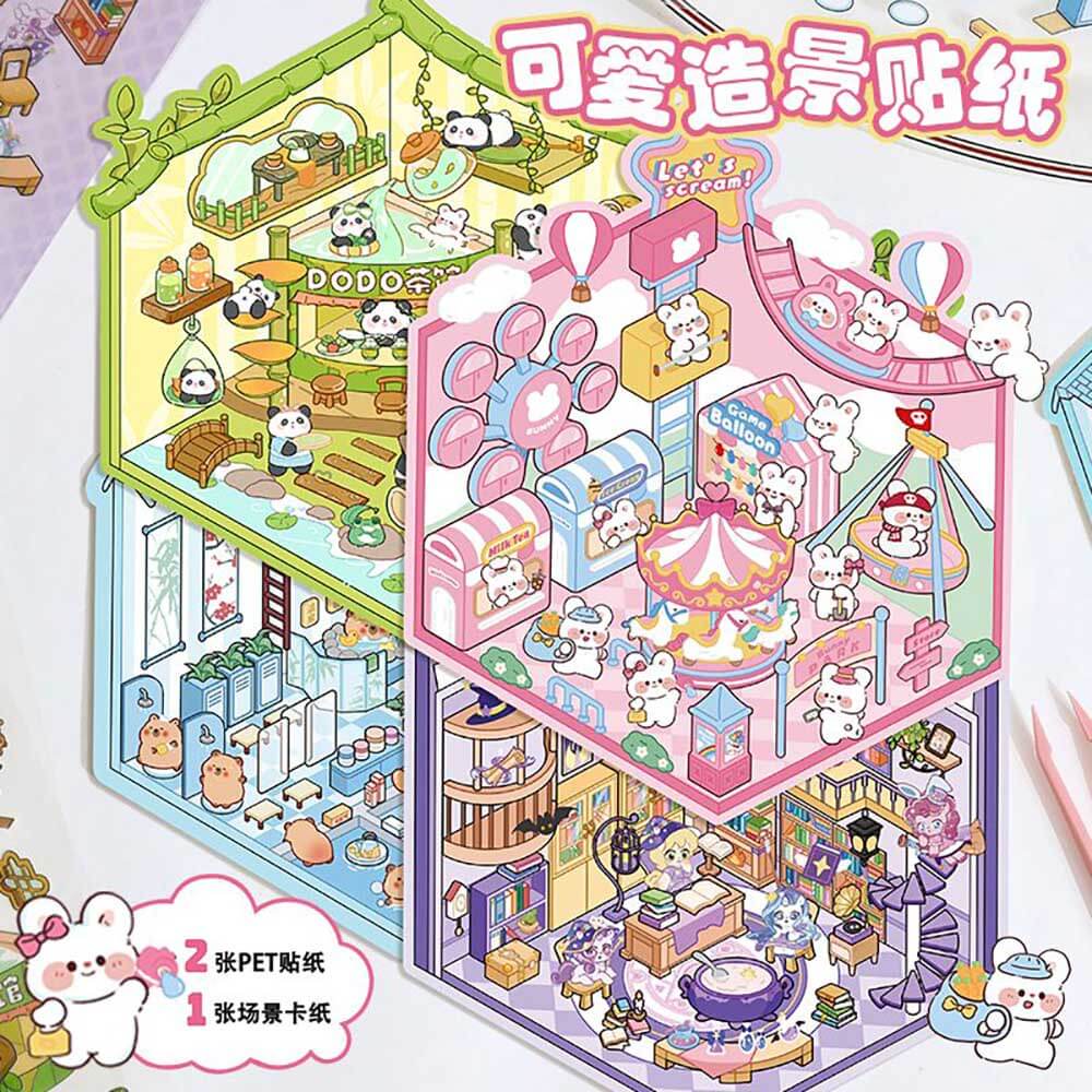 Wonderful Shop DIY 3D Scene Stickers 4 Cute Miniature Scenes