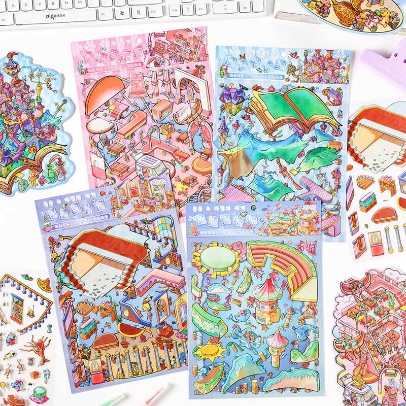 Wonders of Magic DIY 3D Scene Stickers 4 Cute Miniature Scenes(L)