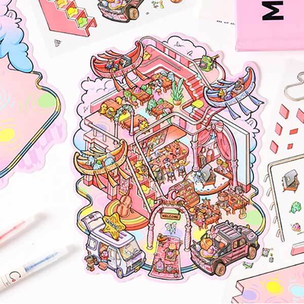 Wonders of Magic DIY 3D Scene Stickers 4 Cute Miniature Scenes(L)