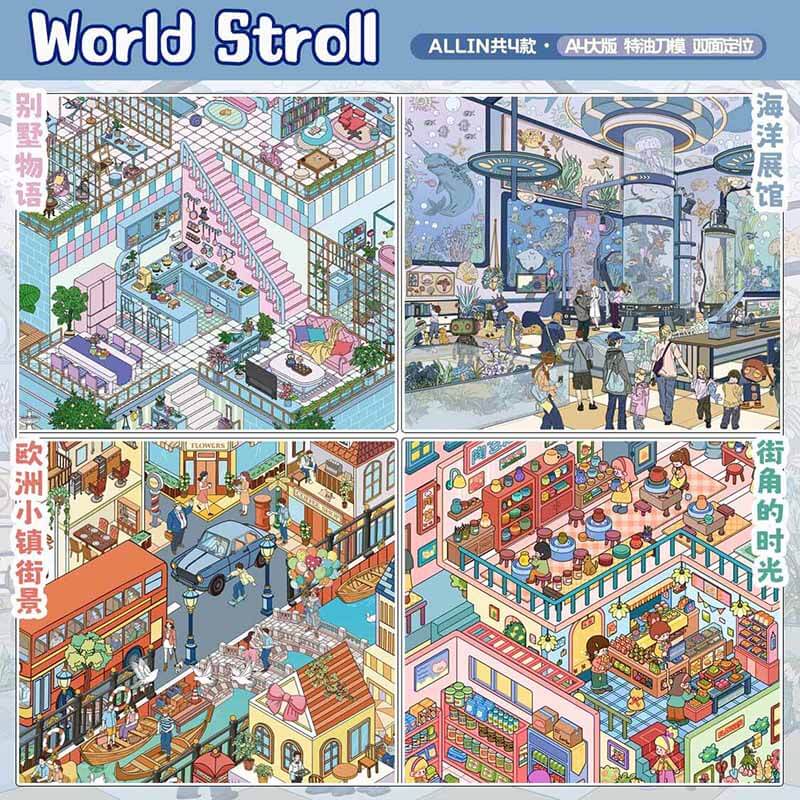 World Stroll DIY 3D Scene Stickers 4 Cute  Scenes(xL)