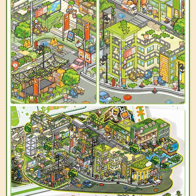 Youth Campus DIY 3D Scene Stickers 4 Cute Miniature Scenes(L)