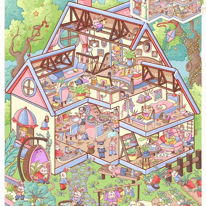 Youthful Stroll DIY 3D Scene Stickers 4 Cute Miniature Scenes(M&L)
